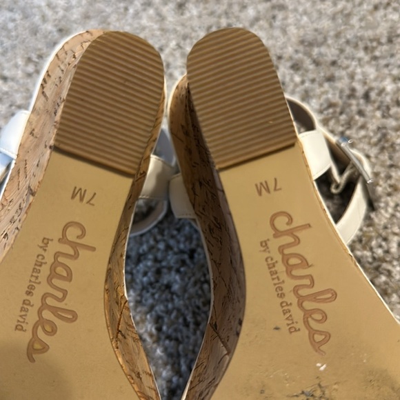 Charles by Charles David White & Cork Sandals, Size 7M, Like New - Picture 7 of 8